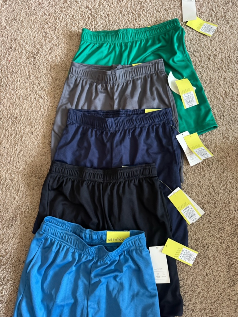 All in Motion Boys Athletic Shorts 5 pairs